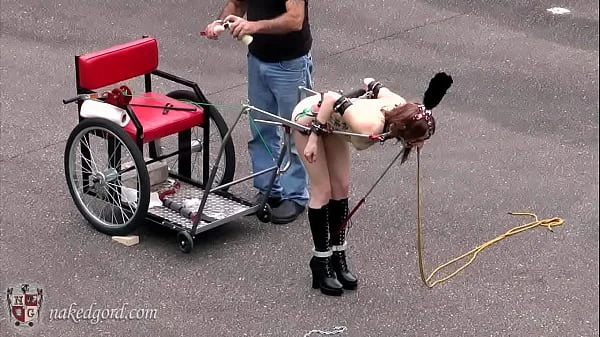 Locked Ponygirl Pulling Cart