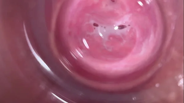 Camera deep inside Mia's teen creamy pussy