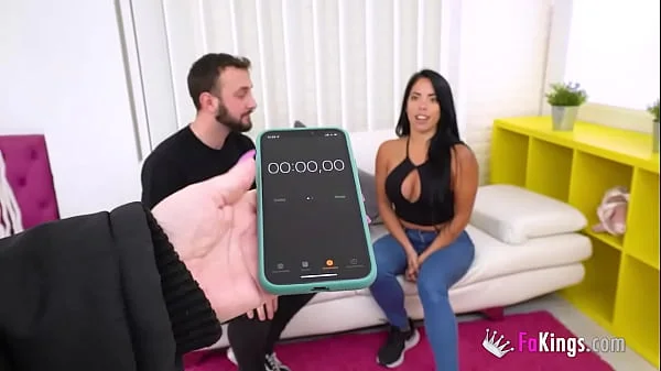 Busty Italian Megan Fiore teases two dudes at their first casting: Can I fuck 'em both?
