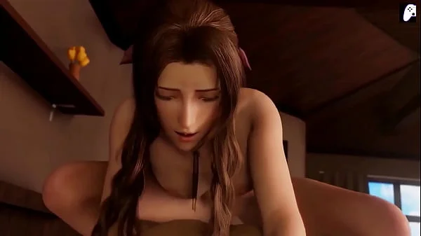 (4K) Aerith wants to suck and fuck hard juicy cocks that cum inside her ass | Hentai 3D