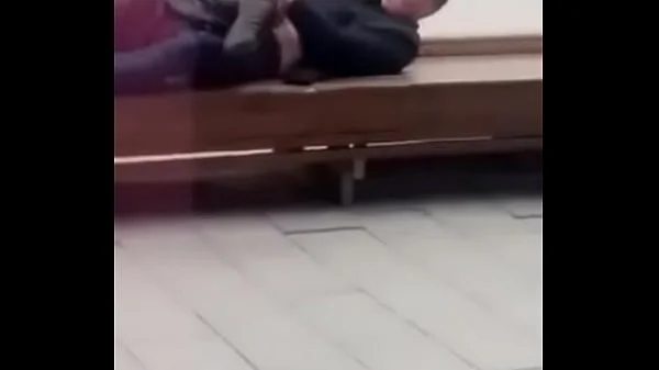 Stupid blonde gives blowjob in public