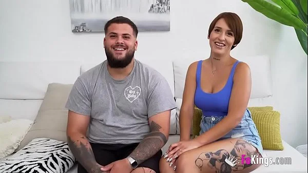 Horny couple (watch those AMAZING BOOBS) on their porn debut for FAKings