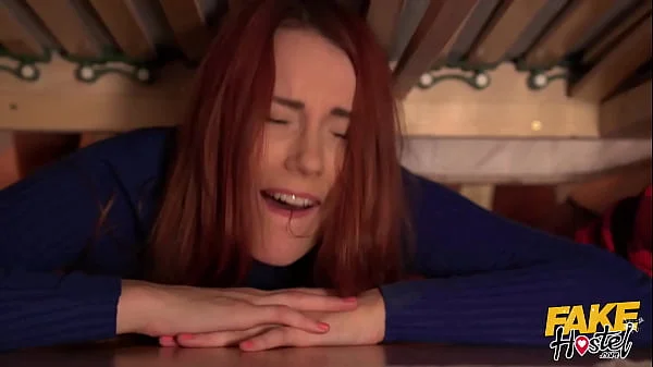 Fake Hostel Halloween Special - Stuck Under A Bed 2 - redhead and brunette babes get their wet pussies pumped while stuck before fast and hard threesome